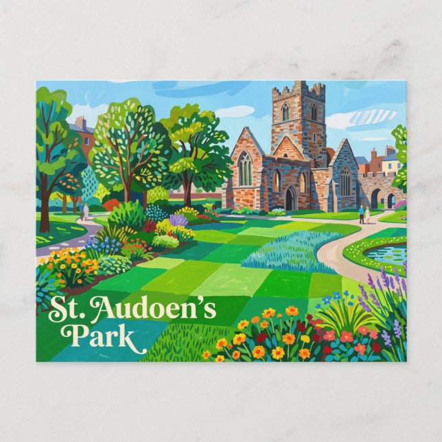Cartão Postal Parque de St. Audoen Irlanda (Frente)
