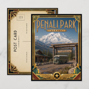 Cartão Postal Parque Denali Alasca Arte Deco Vintage Era Dourada