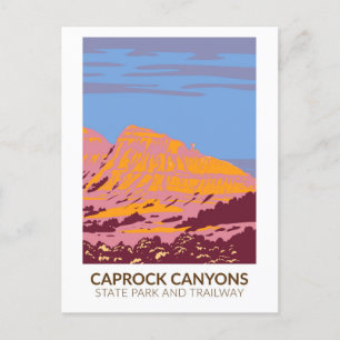 Cartão Postal Parque Estadual Caprock Canyons e TRail Texas