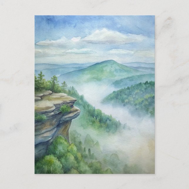 Cartão Postal Parque Estadual Cheaha, Alabama Watercolor (Frente)