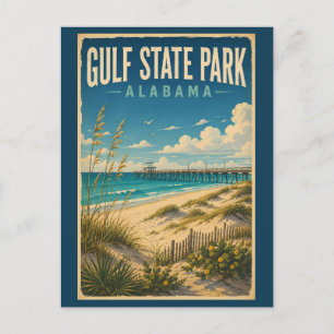 Cartão Postal Parque Estadual do Golfo Alabama Ilustração Arte d