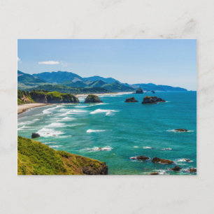 Cartão Postal Parque Estadual Ecola, Oregon. Panorama de Crescen