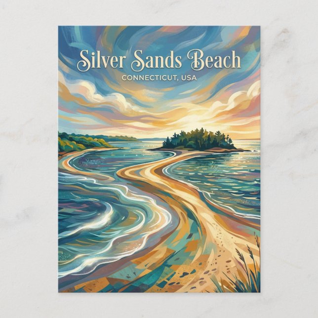Cartão Postal Parque Estadual Silver Sands Connecticut (Frente)