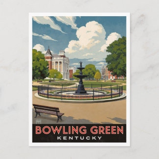 Cartão Postal Parque Fountain Bowling Green Kentucky Arte