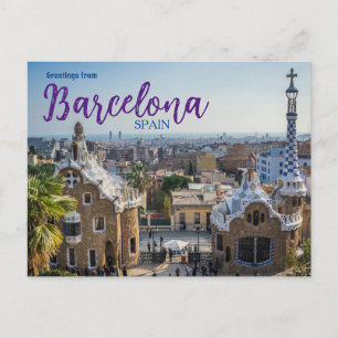 Cartão Postal Parque Güell Gaudi Barcelona Espanha