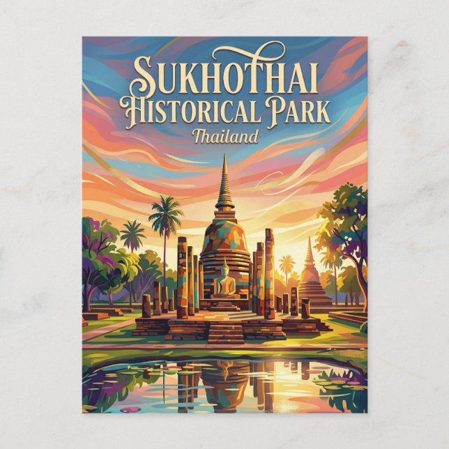 Cartão Postal Parque Histórico de Sukhothai Tailândia (Frente)