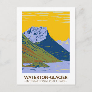 Cartão Postal Parque Internacional da Paz Waterton-Glacier Vinta