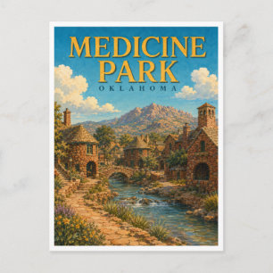 Cartão Postal Parque Medicine Oklahoma Cobblestone Village GeoSa