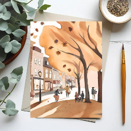 Cartão Postal Parque Municipal de Outono | Aquarela de Folhas de