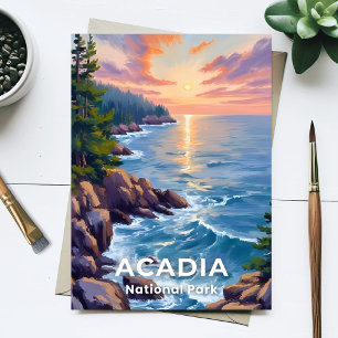 Cartão Postal Parque Nacional Acadia Pintura de Viagem de Arte