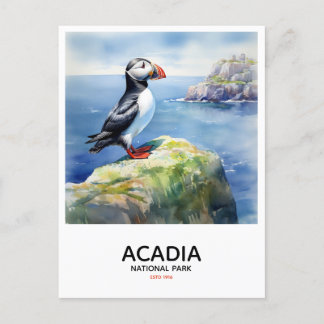 Cartão Postal Parque Nacional Acadia - Puffin Empurrado