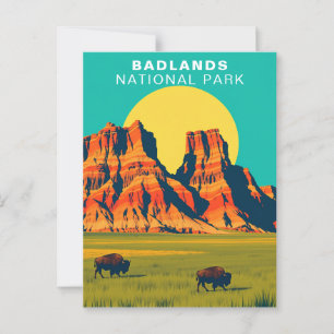 Cartão Postal Parque Nacional Badlands South Dakota USA Buffalo