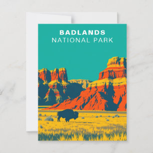 Cartão Postal Parque Nacional Badlands South Dakota Viagem Vinta