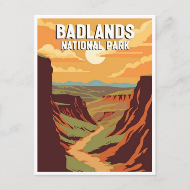 Cartão Postal Parque Nacional Badlands South Dakota Vintage (Frente)
