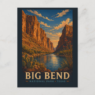 Cartão Postal Parque Nacional Big Bend Texas Modern Xilogravura