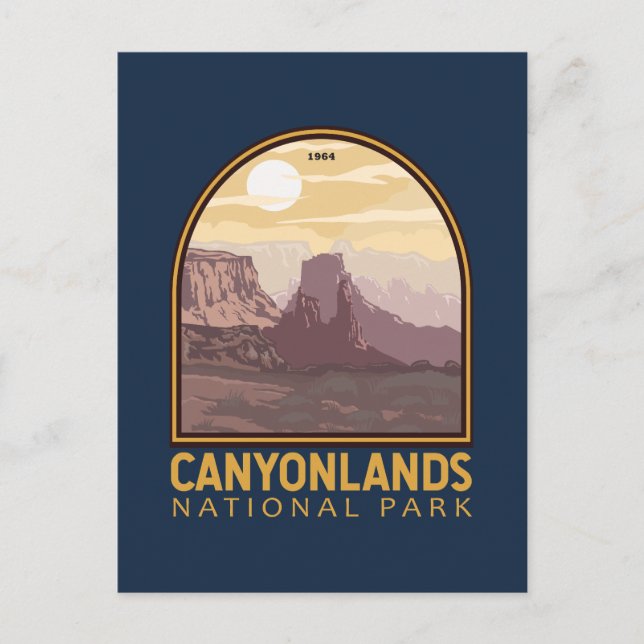 Cartão Postal Parque Nacional Canyonlands Vintage Emblem (Frente)