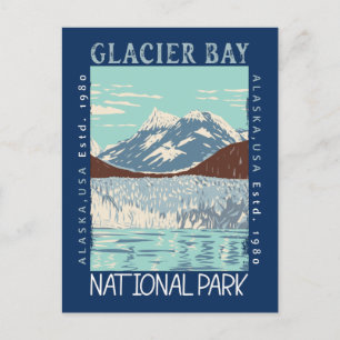 Cartão Postal Parque Nacional da Baía de Glacier Alaska Retro Di