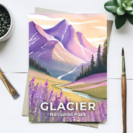 Cartão Postal Parque Nacional da Glaciar | Aquarela de Lavanda d