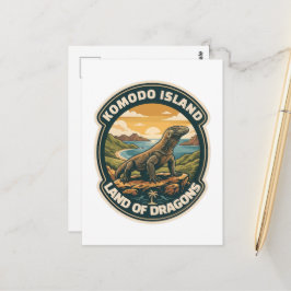 Cartão Postal Parque Nacional da Ilha de Komodo Indonésia Retro