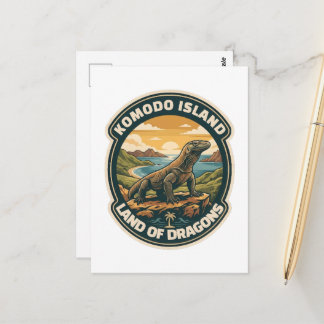Cartão Postal Parque Nacional da Ilha de Komodo Indonésia Retro