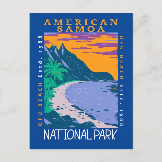 Cartão Postal Parque Nacional da Samoa Americana Praia Ofu em Di (Frente)