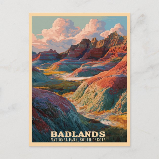 Cartão Postal Parque Nacional das Badlands - Paisagem Ocidental  (Frente)
