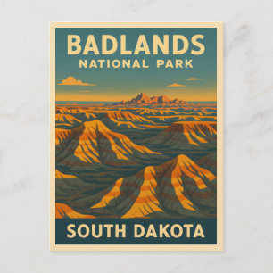 Cartão Postal Parque Nacional das Badlands viagens vintage Dakot