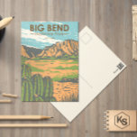 Cartão Postal Parque Nacional de Big Bend no deserto de Chihuahu<br><div class="desc">Design de vetor de vintage de Big Bend. O Parque Nacional Big Bend fica no sudoeste do Texas e inclui toda a cadeia montanhosa de Chisos e uma grande faixa do Deserto de Chihuahuan.</div>