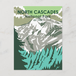 Cartão Postal Parque Nacional de Cascades do Norte - Retro de Mo
