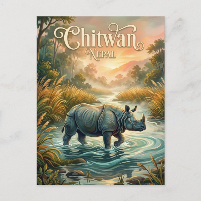 Cartão Postal Parque Nacional de Chitwan Nepal (Frente)