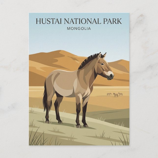 Cartão Postal Parque Nacional de Hustai Mongólia (Frente)