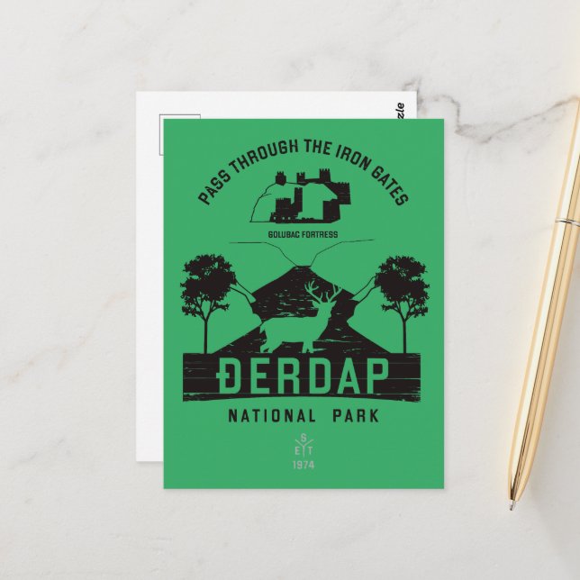 Cartão Postal Parque Nacional de Iron Gates Black Design (Frente/Verso In Situ)