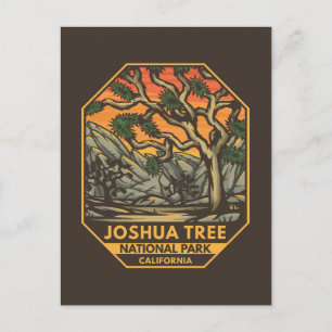Cartão Postal Parque Nacional de Joshua Tree Sunset Retro Emblem