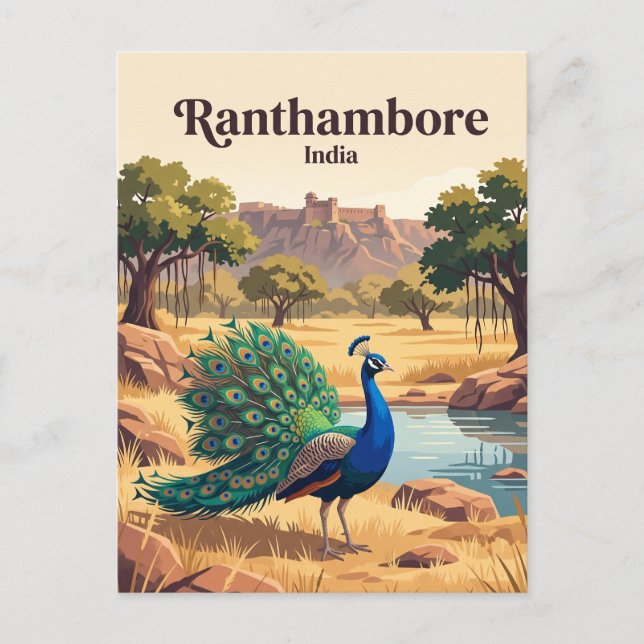 Cartão Postal Parque Nacional de Ranthambore Índia (Frente)