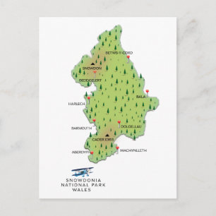 Cartão Postal Parque nacional de Snowdonia, mapa do País de Gale