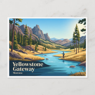 Cartão Postal Parque Nacional de Yellowstone Montana Gateway Gar