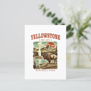 Cartão Postal Parque Nacional de Yellowstone – Montanha e Bisão