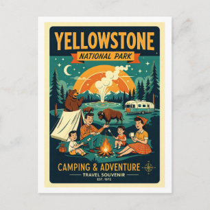 Cartão Postal Parque Nacional de Yellowstone Retro anos 1950