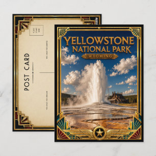Cartão Postal Parque Nacional de Yellowstone Wyoming Arte Deco V