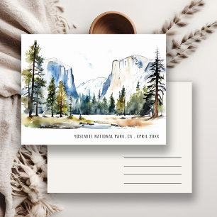 Cartão Postal Parque Nacional de Yosemite CA Aquarela Chic Viage