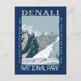 Cartão Postal Parque Nacional Denali Alaska Monte Huntington Ret