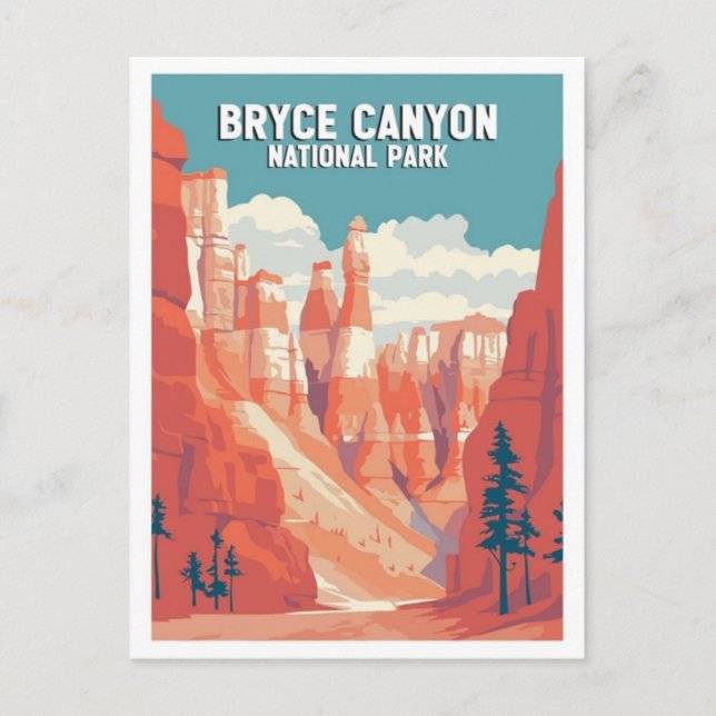 Cartão Postal Parque nacional do Bryce Canyon, retro-viagens vin (Frente)