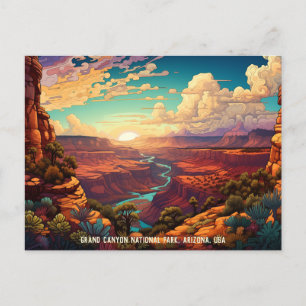 Cartão Postal Parque Nacional do Grand Canyon, ilustração estili