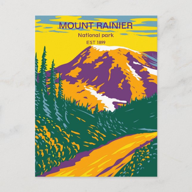 Cartão Postal Parque nacional do Monte Rainier, retro viagens vi (Frente)