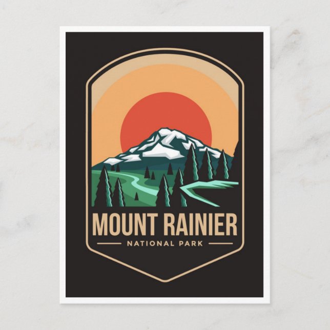 Cartão Postal Parque nacional do Monte Rainier, retro viagens vi (Frente)