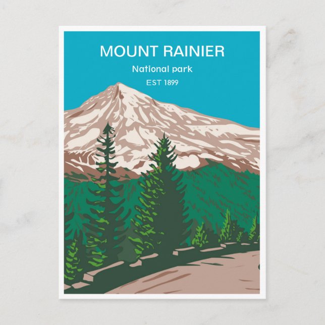 Cartão Postal Parque nacional do Monte Rainier, retro viagens vi (Frente)