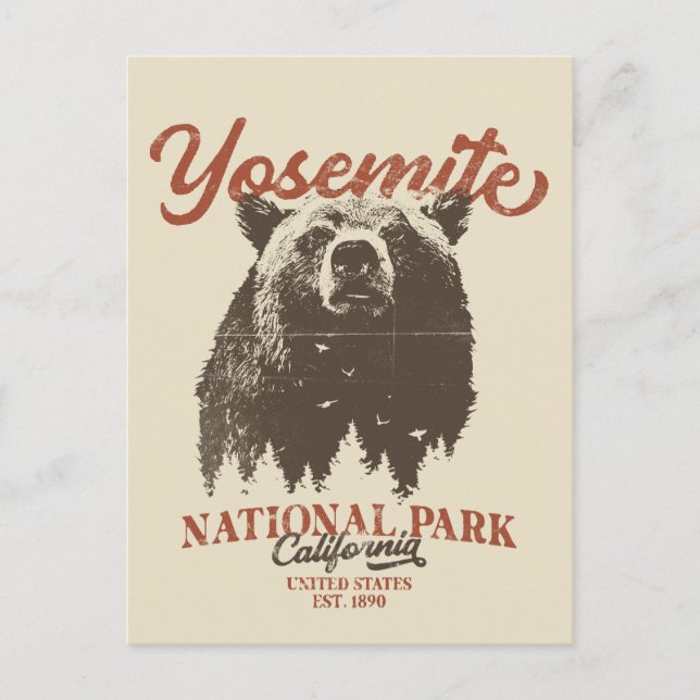 Cartão Postal Parque Nacional do Yosemite Grizzly Bear Californi (Frente)