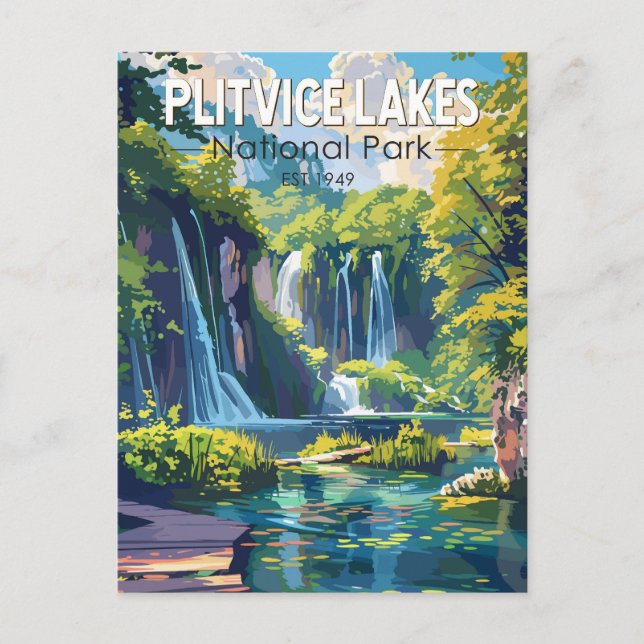 Cartão Postal Parque Nacional dos Lagos Plitvice, Viagem Art da  (Frente)