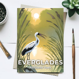 Cartão Postal Parque Nacional Everglades | Cegonha em Aquarela