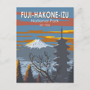 Cartão Postal Parque Nacional Fuji-Hakone-Izu Japão Arte Vintage
